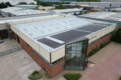 Warehouse and office refurbishment in Northampton with solar panels fitted