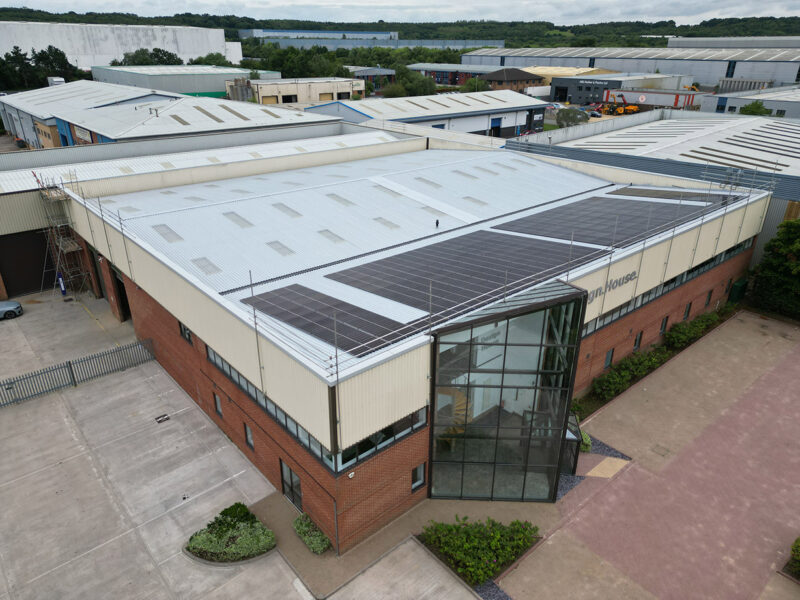 Warehouse and office refurbishment in Northampton with solar panels fitted